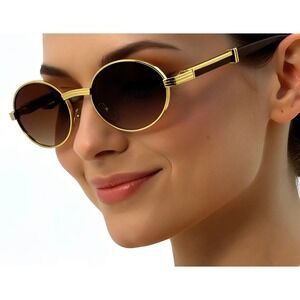 Gold Round Sunglasses For Women Brown Gradient Lenses Luxury Fashion Shades 2026